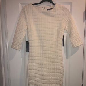 Winter White textured 3/4 sleeve dress